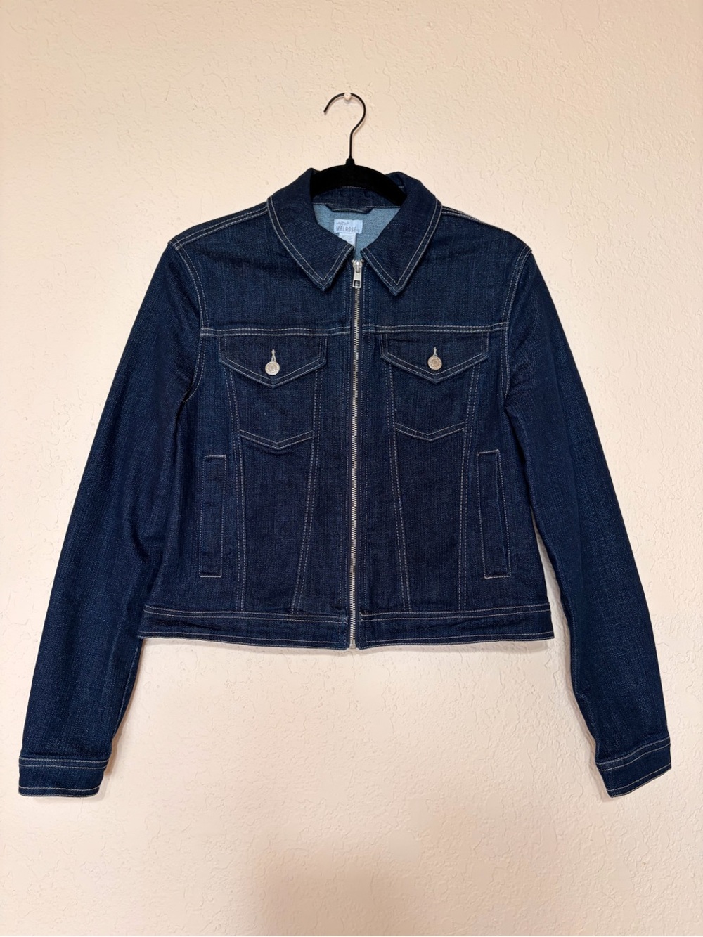 Classic Dark Indigo Zip-Front Jean Jacket